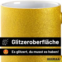Glitzertasse Kirmeskind Vintage 330ml Gold