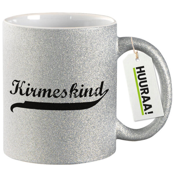 Glitzertasse Kirmeskind Vintage 330ml Silber
