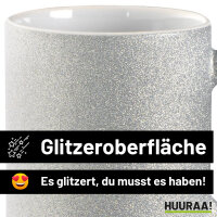 Glitzertasse Kirmeskind Vintage 330ml Silber