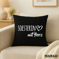 Kissen Soesterin mit Herz 40x40cm mit Füllung Black