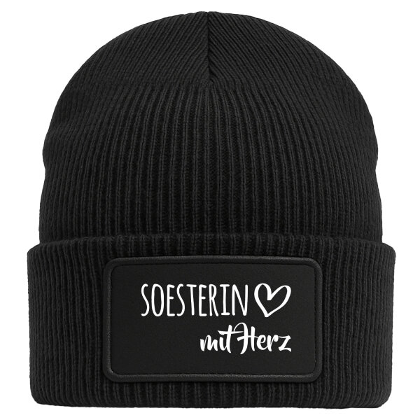 Winterbeanie Soesterin mit Herz Black
