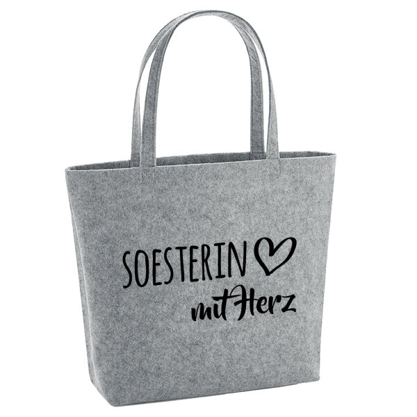 Filzshopper Soesterin mit Herz 22 Liter Grey Melange