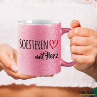Glitzertasse Soesterin mit Herz 330ml Pink