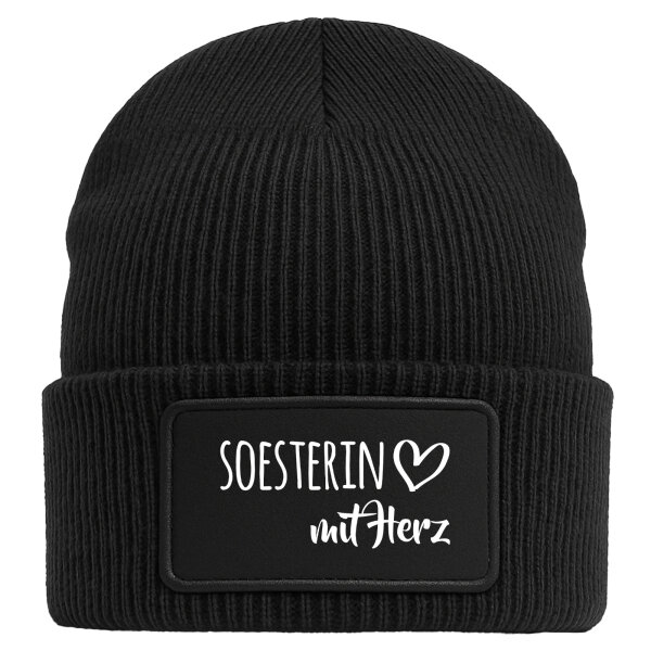 Soesterin mit Herz Beanie Black Mütze