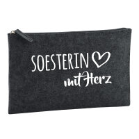 Soesterin mit Herz Kulturbeutel 1 Liter Filz Charcoal...