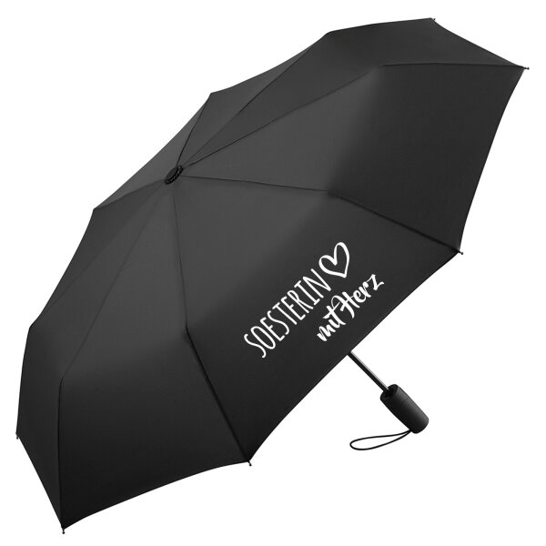 Soesterin mit Herz Regenschirm 98cm Schwarz