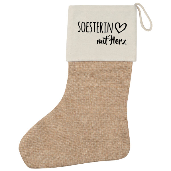 Soesterin mit Herz Weihnachtsstrumpf Beige