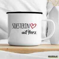 Soesterin mit Herz Emaille Tasse 300ml Vintage Emaille Becher