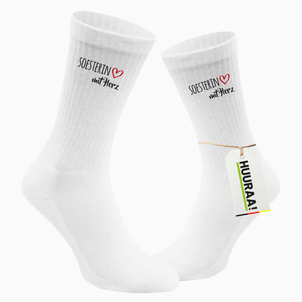 Soesterin mit Herz Unisex Socken 37/46 White Motiv Tennissocken