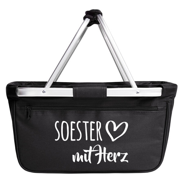 Soester mit Herz Einkaufskorb faltbar 20 Liter Tragekorb Black