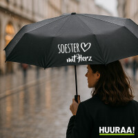 Soester mit Herz Regenschirm 98cm Schwarz