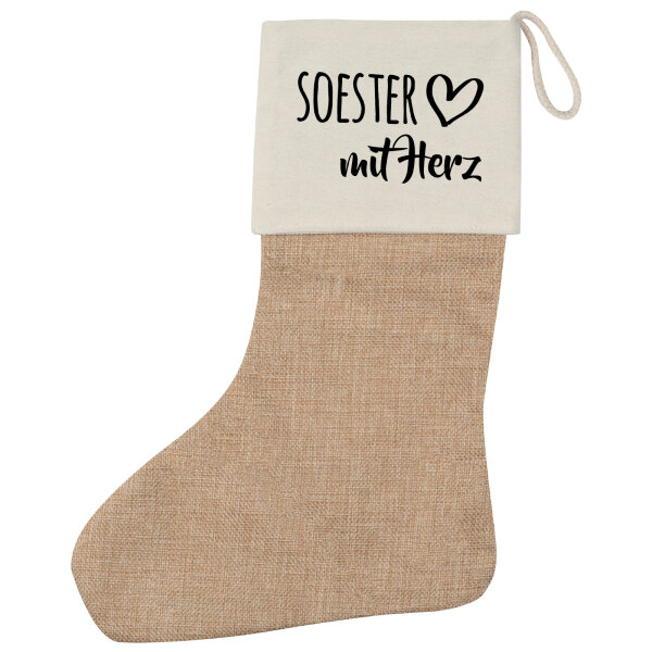 Soester mit Herz Weihnachtsstrumpf Beige
