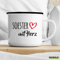 Soester mit Herz Emaille Tasse 300ml Vintage Emaille Becher