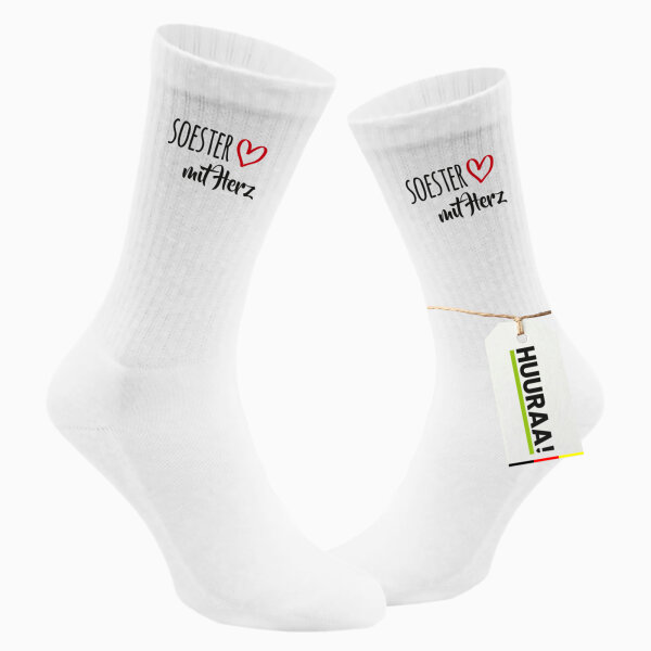 Soester mit Herz Unisex Socken 37/46 White Motiv Tennissocken