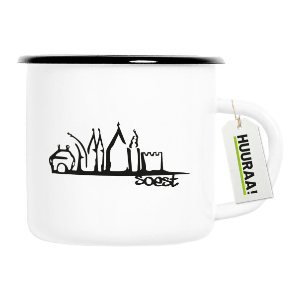 Soest Skyline Emaille Tasse 300ml Vintage Emaille Becher