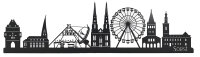 Schwarze Soest Kirmes Skyline 75cm breit aus Stahl Pulverbeschichtet mit Beleuchtung Warmweiß (Batterieanschluß indoor)