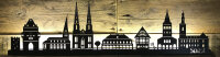 Schwarze Soest Skyline 75cm breit aus Stahl Pulverbeschichtet mit Beleuchtung Warmweiß (Batterieanschluß indoor)