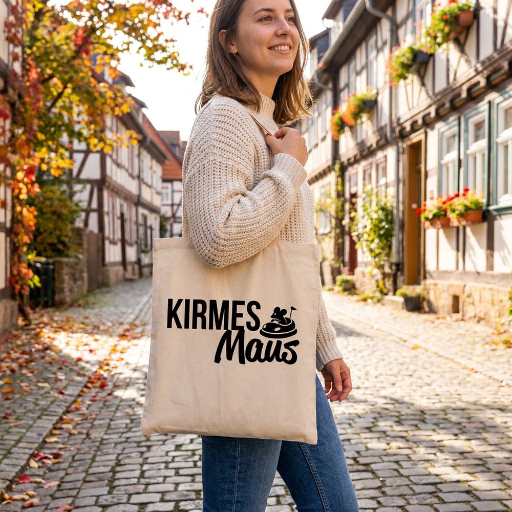 Kirmesmaus Jutebeutel in der Altstadt